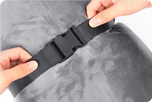 The Tesla Model Y camping mattress is fastened with a buckle after storage